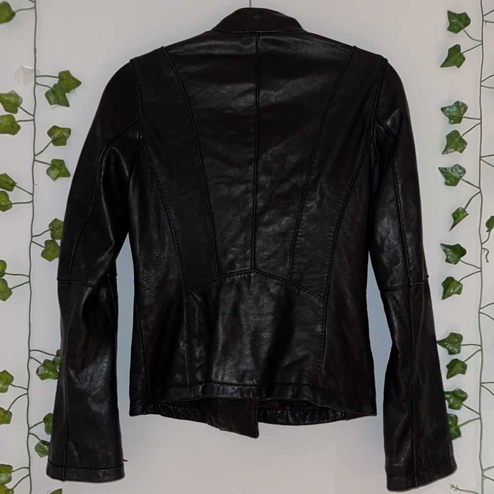 Women's Michael Kors Black Leather Zip Jacket XS - Picture 16 of 16